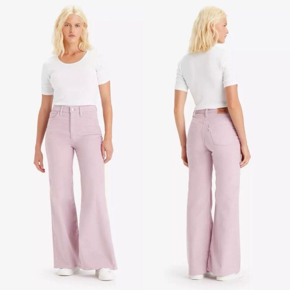 NEW Levi's Ribcage Bell Jeans Keepsake Lilac Stretch Corduroy Pants Size 27 - Picture 3 of 9